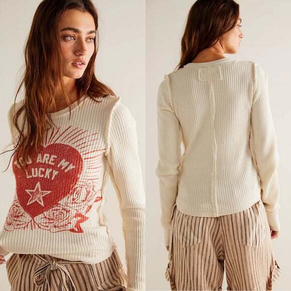 Free People Tops - Free People We The Free Lucky Locket Tee in Ivory Size XL